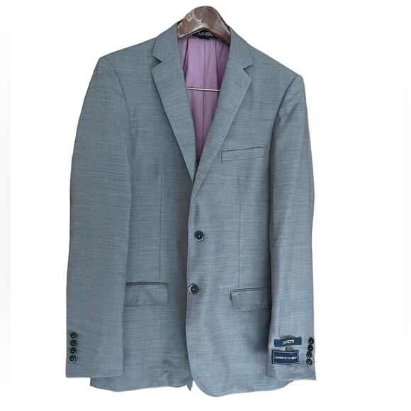 Zanetti Lanificio Di Biella Men's Gray Porto Suit Jacket 44L NWT MSRP $395 - Picture 1 of 12